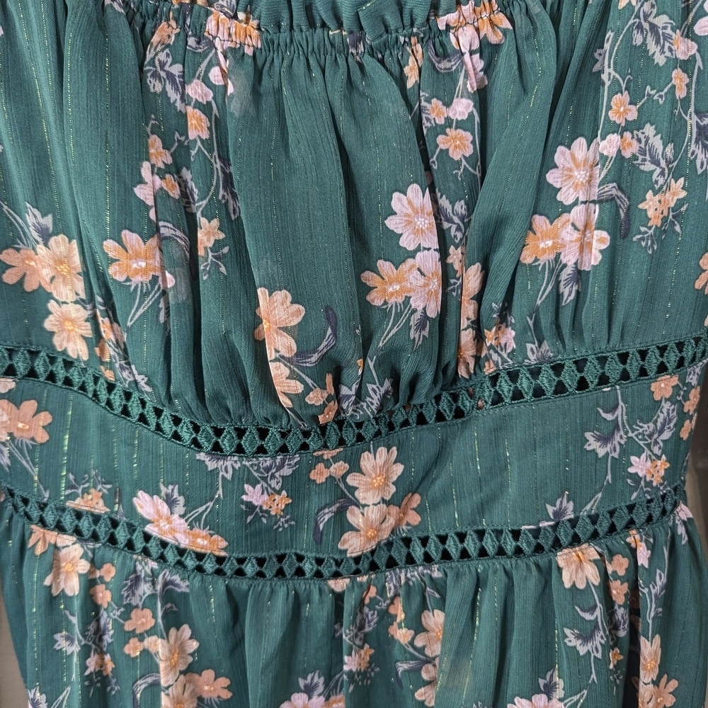 Trixxi Floral Blouse - Green and Pink - Picture 3 of 6